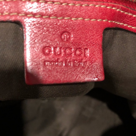 Authentic Gucci Red Soft Leather Calfskin Sabrina Boston Handbag - Picture 15 of 16